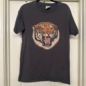 Vici Black Short Sleeve Tee with Big Cat Graphic